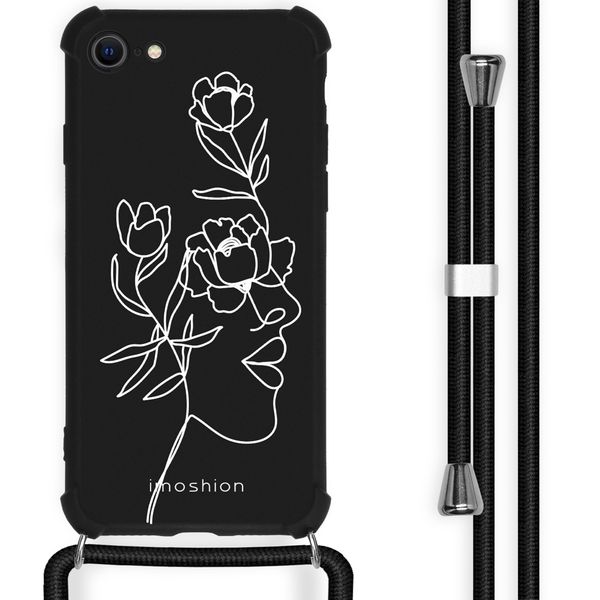 iMoshion Design hoesje met koord iPhone SE (2022 / 2020) / 8 / 7 - Abstract Gezicht Bloem