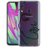 iMoshion Design hoesje Samsung Galaxy A40 - Abstract Gezicht - Zwart