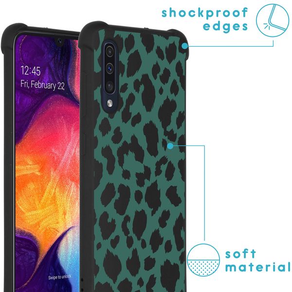 iMoshion Design hoesje met koord Samsung Galaxy A50 - Luipaard - Groen / Zwart