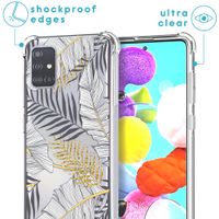 iMoshion Design hoesje met koord Samsung Galaxy A71 - Bladeren - Zwart / Goud