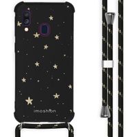 iMoshion Design hoesje met koord Samsung Galaxy A40 - Sterren - Zwart / Goud