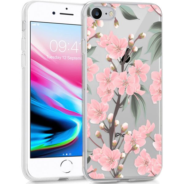 iMoshion Design hoesje iPhone SE (2022 / 2020) / 8 / 7 / 6s - Bloem - Roze / Groen