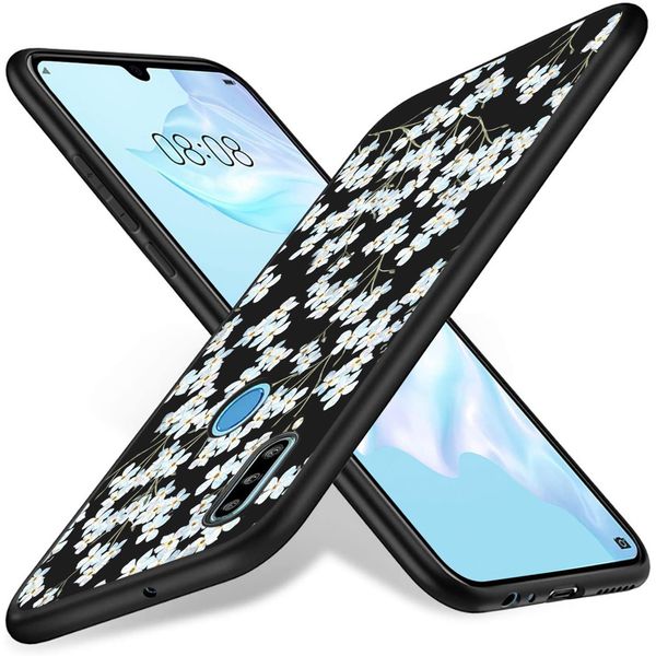 iMoshion Design hoesje Huawei P30 Lite - Bloem - Wit / Zwart