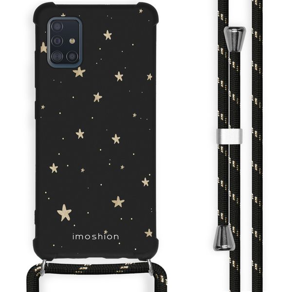 iMoshion Design hoesje met koord Samsung Galaxy A51 - Sterren - Zwart / Goud