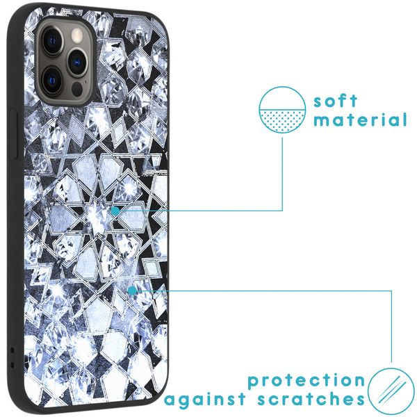 iMoshion Design hoesje iPhone 12 (Pro) - Grafisch - Zilver Bling