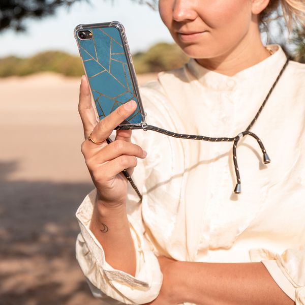 iMoshion Design hoesje met koord Galaxy A72 - Grafisch Koper - Blauw