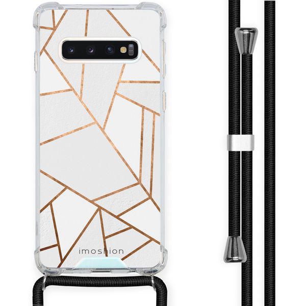 iMoshion Design hoesje met koord Samsung Galaxy S10 - Grafisch Koper - Wit / Goud