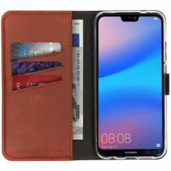 Selencia Echt Lederen Bookcase Huawei P20 Lite