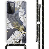 iMoshion Design hoesje met koord voor Samsung Galaxy A72 - Bladeren - Zwart / Goud