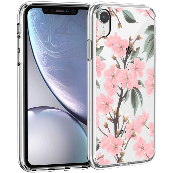 iMoshion Design hoesje iPhone Xr - Bloem - Roze / Groen