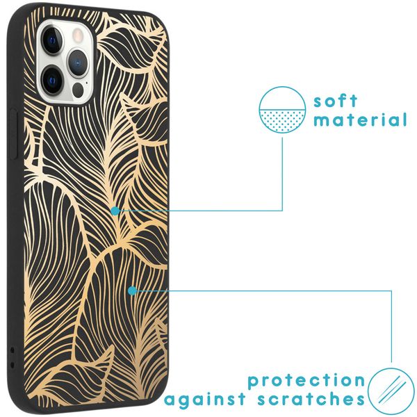 iMoshion Design hoesje iPhone 12 (Pro) - Bladeren / Zwart