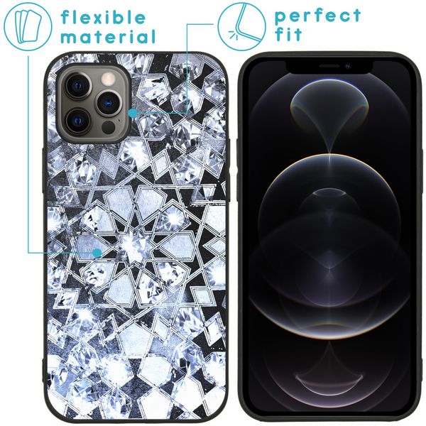 iMoshion Design hoesje iPhone 12 (Pro) - Grafisch - Zilver Bling