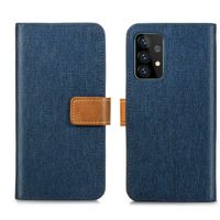 iMoshion Luxe Canvas Bookcase Samsung Galaxy A72 - Donkerblauw