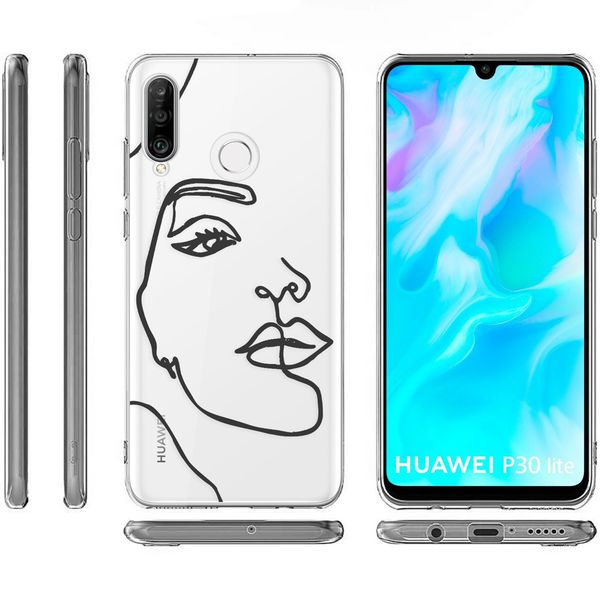 iMoshion Design hoesje Huawei P30 Lite - Abstract Gezicht - Zwart