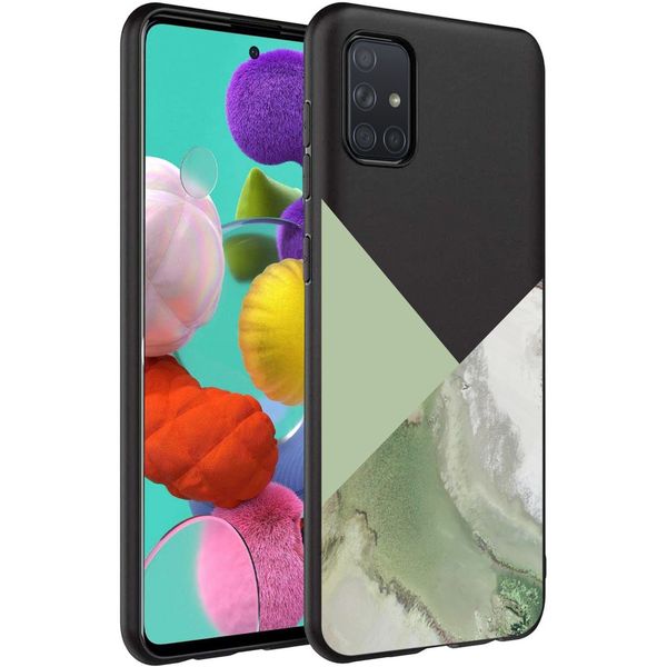 iMoshion Design hoesje Samsung Galaxy A71 - Marmer - Groen / Zwart