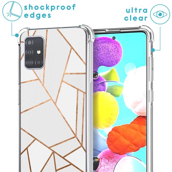 iMoshion Design hoesje met koord Samsung Galaxy A71 - Grafisch Koper - Wit / Goud