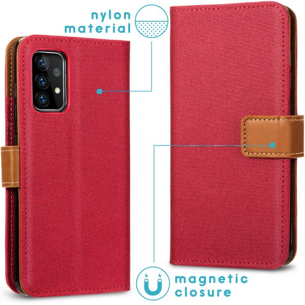 iMoshion Luxe Canvas Bookcase Samsung Galaxy A52(s) (5G/4G) - Rood