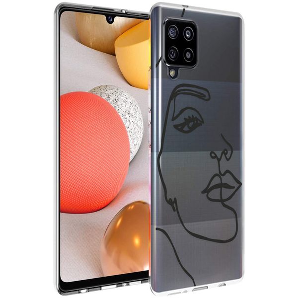 iMoshion Design hoesje Samsung Galaxy A42 - Abstract Gezicht - Zwart