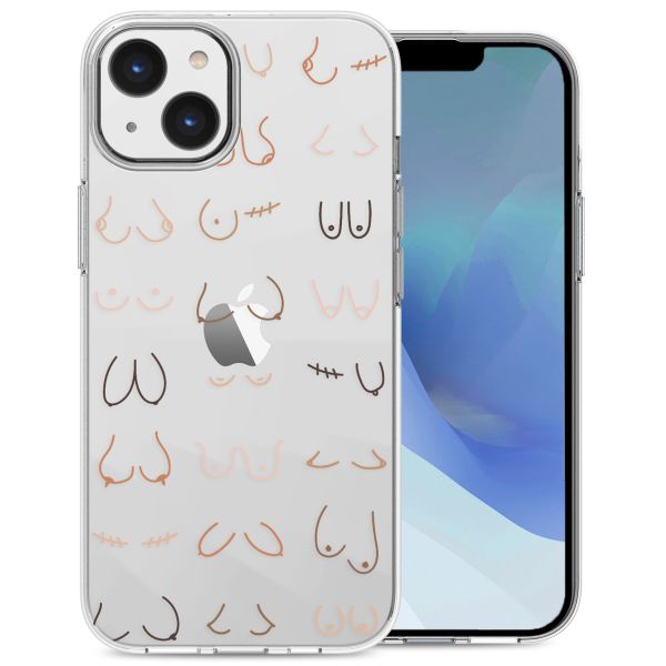 iMoshion Design hoesje iPhone 14 - Boobs all over - Transparant