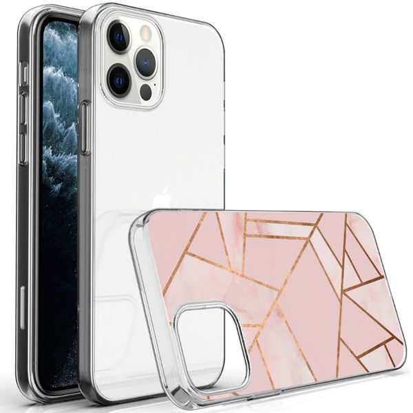 iMoshion Design hoesje iPhone 12 (Pro) - Grafisch Koper / Roze