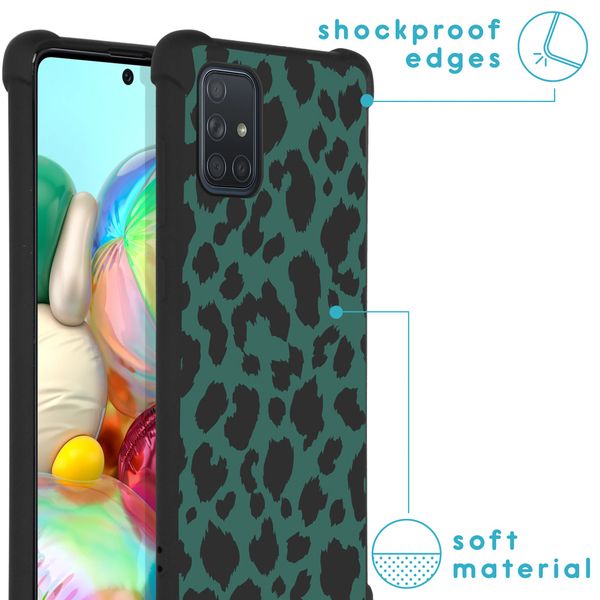 iMoshion Design hoesje met koord Samsung Galaxy A71 - Luipaard - Groen / Zwart