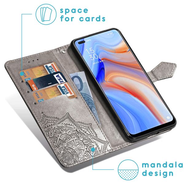 iMoshion Mandala Bookcase Oppo Reno4 5G - Grijs