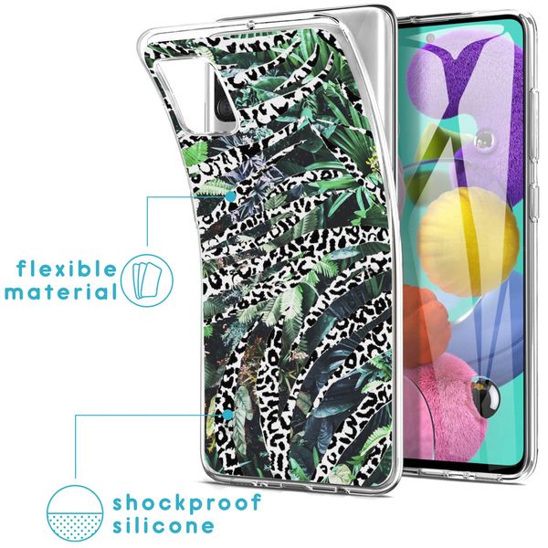 iMoshion Design hoesje Galaxy A51 - Jungle - Wit / Zwart / Groen