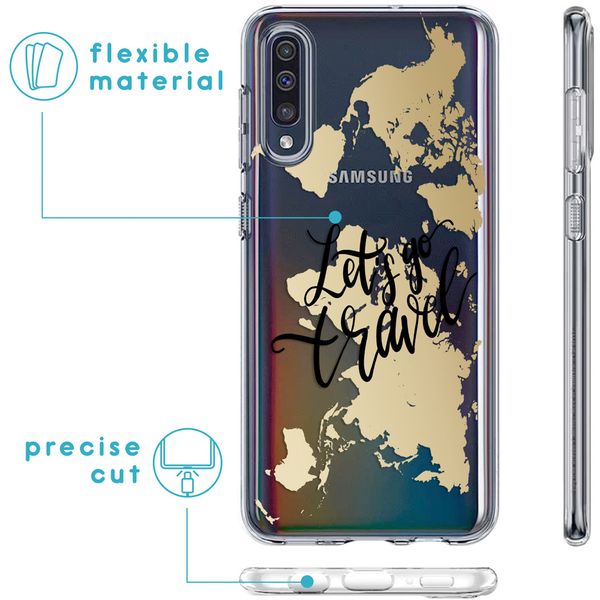 iMoshion Design hoesje Samsung Galaxy A50 / A30s - Let's Go Travel / Zwart