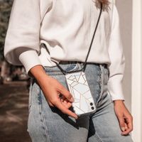 iMoshion Design hoesje met koord iPhone X / Xs - Grafisch Koper - Wit / Goud