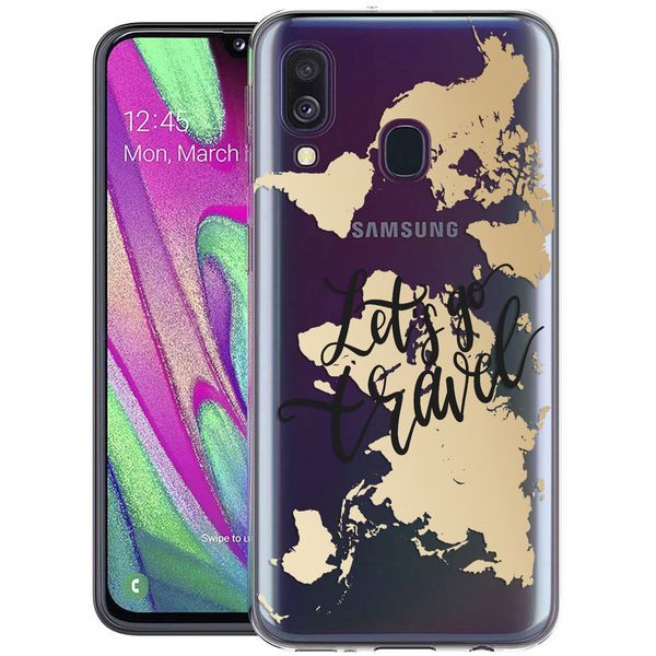 iMoshion Design hoesje Samsung Galaxy A40 - Let's Go Travel / Zwart