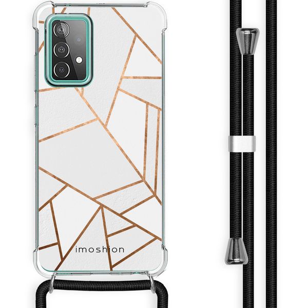 iMoshion Design hoesje met koord Samsung Galaxy A52(s) (5G/4G) - Grafisch Koper - Wit / Goud