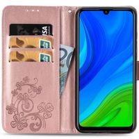 Klavertje Bloemen Bookcase Huawei P Smart (2020) - Rosé Goud