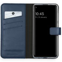 Selencia Echt Lederen Bookcase Samsung Galaxy A21s - Blauw