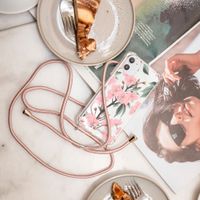 iMoshion Design hoesje met koord iPhone X / Xs - Bloem - Roze / Groen