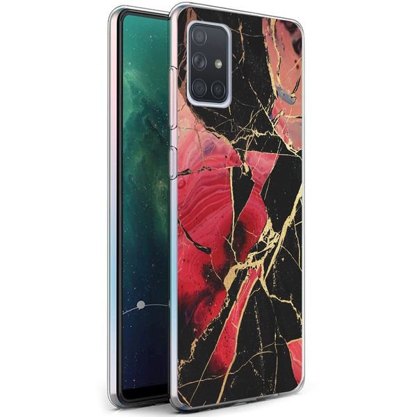 iMoshion Design hoesje Samsung Galaxy A71 - Marmer - Gebroken Rood