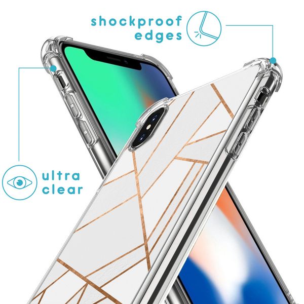 iMoshion Design hoesje met koord iPhone X / Xs - Grafisch Koper - Wit / Goud