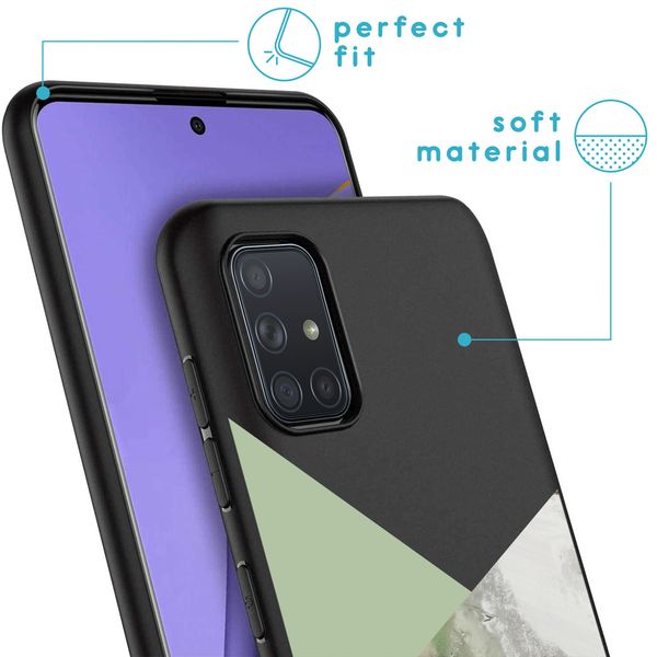 iMoshion Design hoesje Samsung Galaxy A71 - Marmer - Groen / Zwart