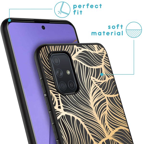 iMoshion Design hoesje Samsung Galaxy A71 - Bladeren / Zwart