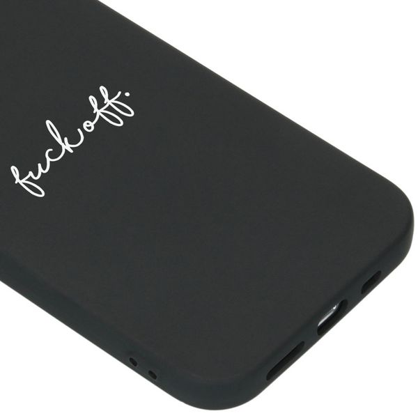 iMoshion Design hoesje iPhone 12 (Pro) - Fuck Off - Zwart