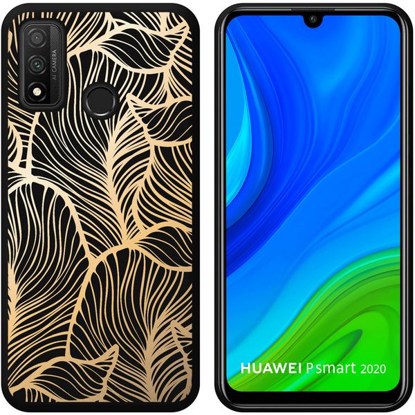 iMoshion Design hoesje Huawei P Smart (2020) - Bladeren / Zwart