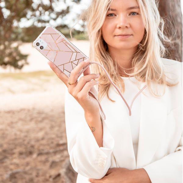 iMoshion Design hoesje met koord iPhone 8 Plus / 7 Plus - Grafisch Koper - Roze / Goud