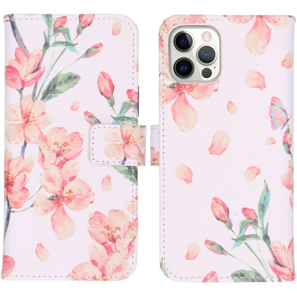 iMoshion Design Softcase Bookcase iPhone 12 (Pro) - Bloem - Roze