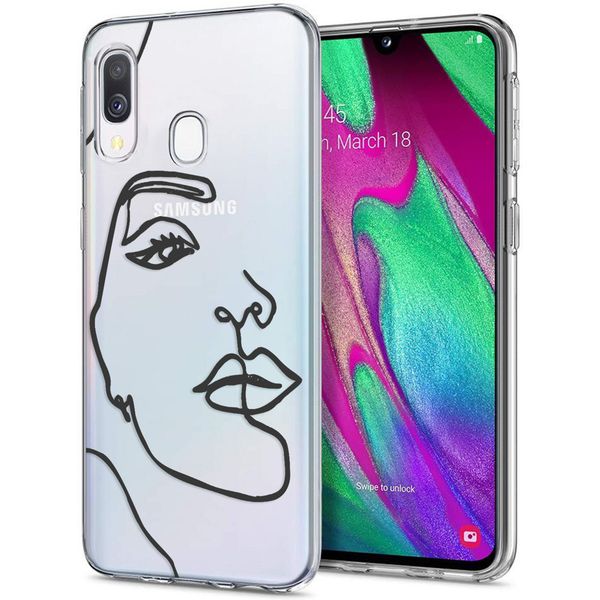 iMoshion Design hoesje Samsung Galaxy A20e - Abstract Gezicht - Zwart