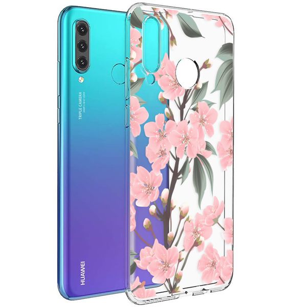 iMoshion Design hoesje Huawei P30 Lite - Bloem - Roze / Groen