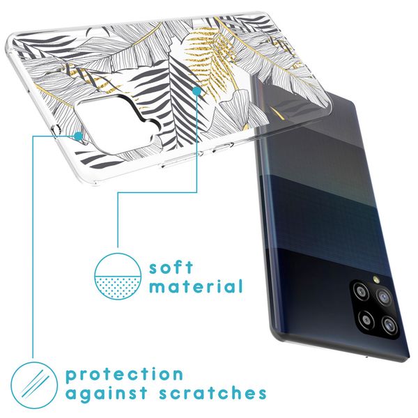 iMoshion Design hoesje Samsung Galaxy A42 - Bladeren / Zwart