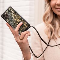 iMoshion Design hoesje met koord iPhone 12 (Pro) - Bladeren - Goud