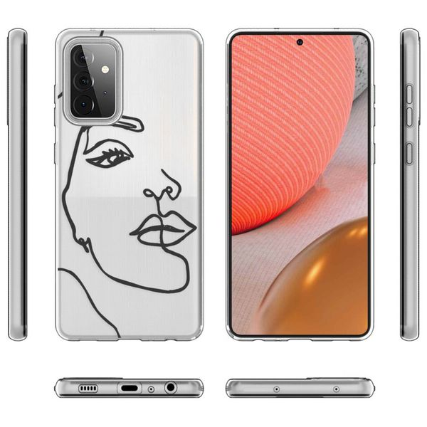 iMoshion Design hoesje Samsung Galaxy A72 - Abstract Gezicht - Zwart