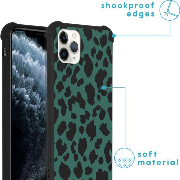 iMoshion Design hoesje met koord iPhone 11 Pro Max - Luipaard - Groen / Zwart