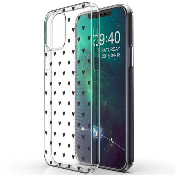 iMoshion Design hoesje iPhone 12 (Pro) - Hartjes - Zwart