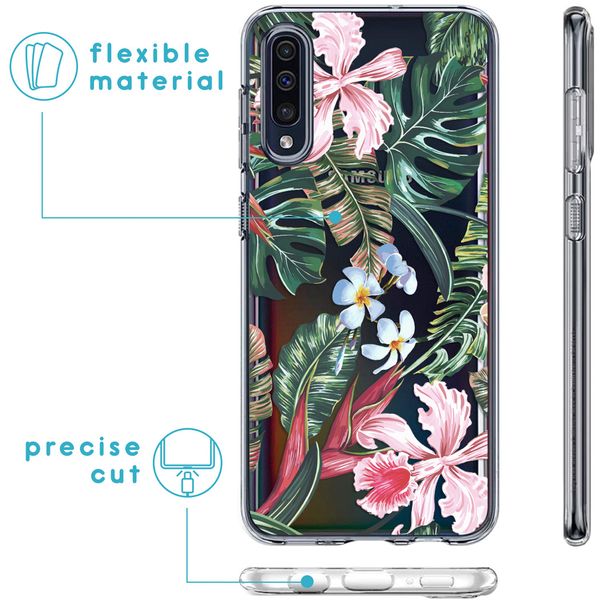 iMoshion Design hoesje Galaxy A50 / A30s - Jungle - Groen / Roze